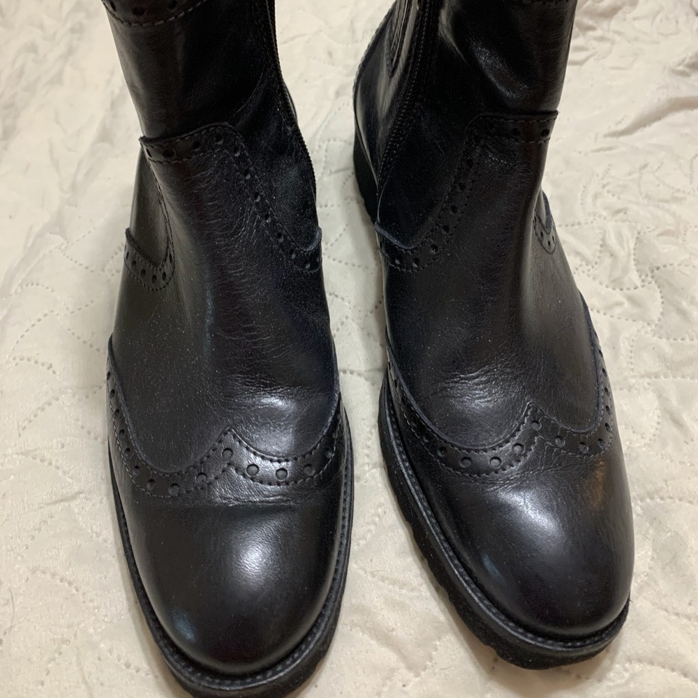 Black leather ankle boots